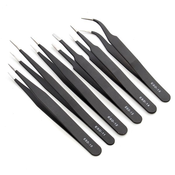 6pcs safe anti-static tweezers maintenance repair nippers forceps tools kit esd10-15
6pcs safe anti-static tweezers maintenance repair nippers forceps tools kit esd10-15