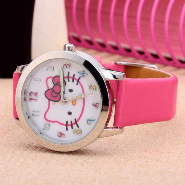 Cartoon Beautiful Hello Kitty KT cat style Color number dial children students girl's leather quartz watch
Cartoon Beautiful Hello Kitty KT cat style Color number dial children students girl's leather quartz watch