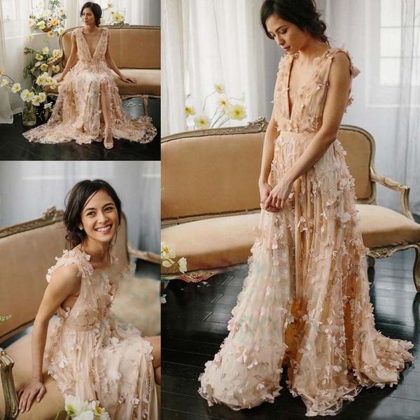 Romantic Blush Butterfly 3D Floral 2017 Bohemian Modest Full Length V-neck Handmade Flower Formal Bridal Gowns Wedding Dress Sleeveless
Romantic Blush Butterfly 3D Floral 2017 Bohemian Modest Full Length V-neck Handmade Flower Formal Bridal Gowns Wedding Dress Sleeveless
