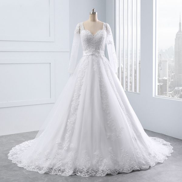 sweetheart a-line wedding dresses lace appliques full sashes vestido de novias princess luxury cathedral train bridal gowns, White
sweetheart a-line wedding dresses lace appliques full sashes vestido de novias princess luxury cathedral train bridal gowns, White