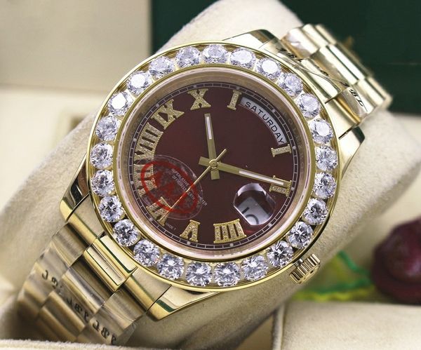 Brow dial pre ident men day date ii 41mm 18k yellow gold bigger diamond automatic mechanical men watch men 039 port wri t watch, Slivery;brown
Brow dial pre ident men day date ii 41mm 18k yellow gold bigger diamond automatic mechanical men watch men 039 port wri t watch, Slivery;brown