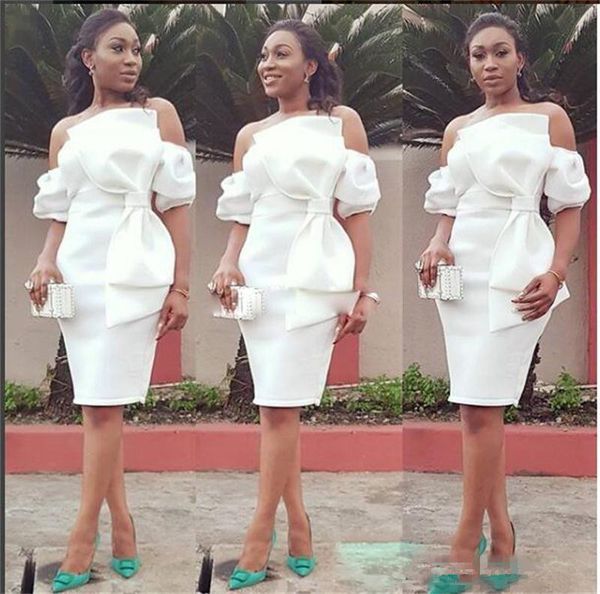 african off the shoulder sheath prom dresses half sleeves satin big bow cocktail party dress knee length short formal evening gowns, Black
african off the shoulder sheath prom dresses half sleeves satin big bow cocktail party dress knee length short formal evening gowns, Black