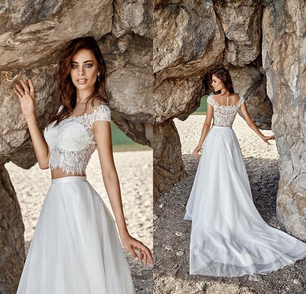 new summer two pieces bohemian wedding dresses 2020 illusion neck cap sleeve court train lace tulle a-line beach bridal gown robe de mariee, White
new summer two pieces bohemian wedding dresses 2020 illusion neck cap sleeve court train lace tulle a-line beach bridal gown robe de mariee, White