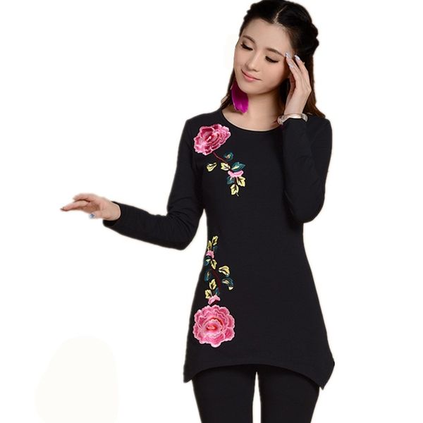 wholesale-black and white round neck long sleeve basic t shirt autumn new fashion 2016 plus size women peony embroidery
wholesale-black and white round neck long sleeve basic t shirt autumn new fashion 2016 plus size women peony embroidery