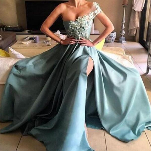 stunning one shoulder prom dresses 3d floral appliques flowers prom dress long formal evening party gowns with split, Black
stunning one shoulder prom dresses 3d floral appliques flowers prom dress long formal evening party gowns with split, Black