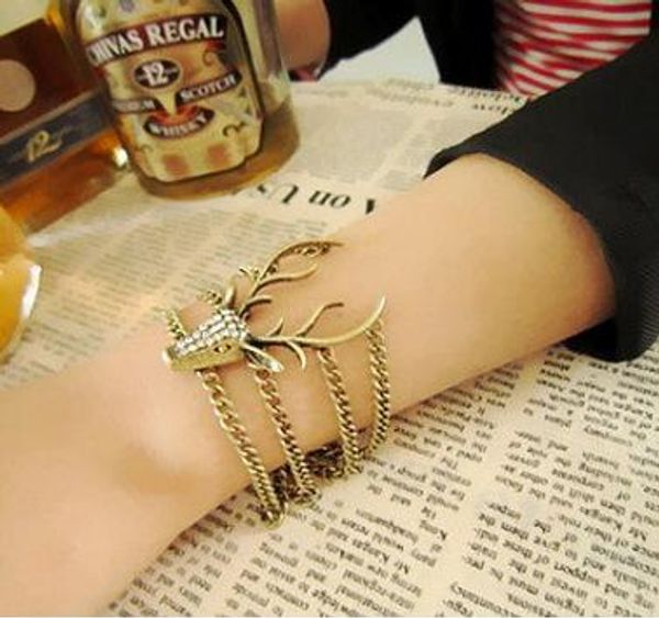 Fashion Retro Personality Full Diamante Multilayer Mysterious Deer Head Bracelet Layered Moosehead Buck 4 Layers Charm Bracelets Jewelry
Fashion Retro Personality Full Diamante Multilayer Mysterious Deer Head Bracelet Layered Moosehead Buck 4 Layers Charm Bracelets Jewelry