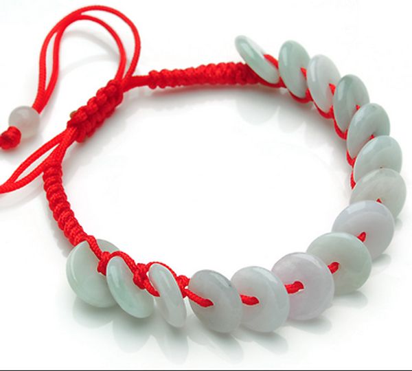 natural emerald jade hand-woven pendant~safety buckle bracelet adjustable, Black 
natural emerald jade hand-woven pendant~safety buckle bracelet adjustable, Black