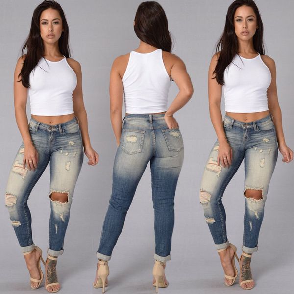 wholesale- women denim skinny ripped pants high waist stretch jeans slim pencil trousers fashion woman hole jean pant, Blue
wholesale- women denim skinny ripped pants high waist stretch jeans slim pencil trousers fashion woman hole jean pant, Blue