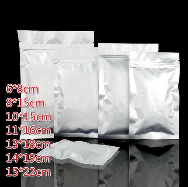 100pcs 6*8cm 8*15cm 10*15cm 11*16cm 13*18cm 14*19cm 15*22cm Flat Base Zip Lock Seal Aluminum Foil Bag Self -sealed Food Powder Storage Bag