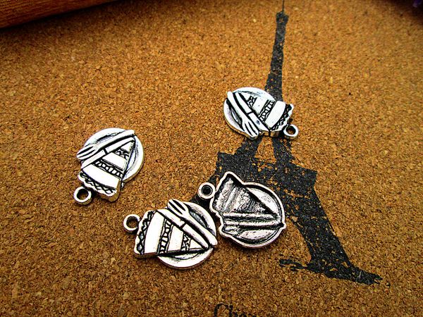 60pcs piece of pie on plate charms silver tone fork charm pendants 21x14mm, Bronze;silver
60pcs piece of pie on plate charms silver tone fork charm pendants 21x14mm, Bronze;silver