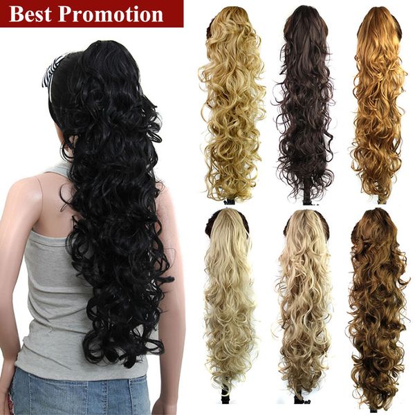 wholesale-75cm fake curly synthetic drawstring ponytails pony tail extension hair clip in on tails horse tress postiche ribbon ponytails, Black
wholesale-75cm fake curly synthetic drawstring ponytails pony tail extension hair clip in on tails horse tress postiche ribbon ponytails, Black