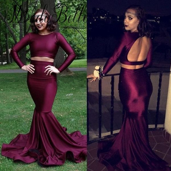 2017 burgundy two pieces prom dresses vintage long sleeves keyhole backless court train party occasion gowns 2k17 evening dresses, Black
2017 burgundy two pieces prom dresses vintage long sleeves keyhole backless court train party occasion gowns 2k17 evening dresses, Black