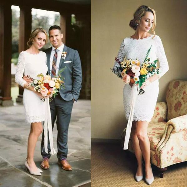 spring 2020 short wedding dresses jewel neck 3 / 4 length sleeves fitted full lace petite bride beach country wedding reception dresses, White
spring 2020 short wedding dresses jewel neck 3 / 4 length sleeves fitted full lace petite bride beach country wedding reception dresses, White