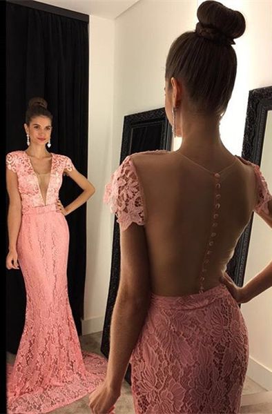2019 modest v neck applique lace prom dresses blush pink mermaid sweep train formal evening event wears trumpet pageant party gowns
2019 modest v neck applique lace prom dresses blush pink mermaid sweep train formal evening event wears trumpet pageant party gowns