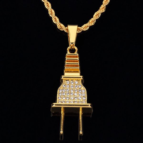 super iced out bling men's plug pendant necklace plated charm micro full rhinestone cuban chain hip hop jewelry, Silver
super iced out bling men's plug pendant necklace plated charm micro full rhinestone cuban chain hip hop jewelry, Silver