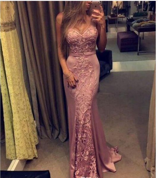 2017 pink mermaid evening gowns lace appliques sleeveless figure-flattering prom dresses with beads floor length red carpet gowns, Black
2017 pink mermaid evening gowns lace appliques sleeveless figure-flattering prom dresses with beads floor length red carpet gowns, Black