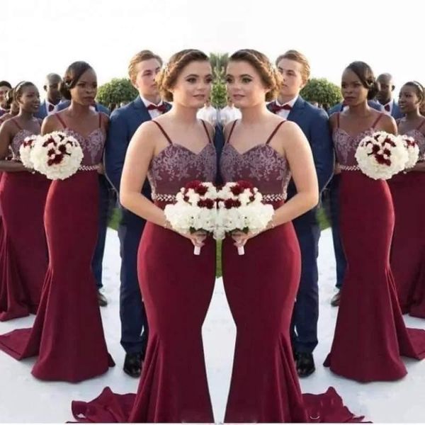 burgundy mermaid long bridesmaid dresses lace appliques spaghetti strap summer beach maid of honor evening party gown for wedding, White;pink
burgundy mermaid long bridesmaid dresses lace appliques spaghetti strap summer beach maid of honor evening party gown for wedding, White;pink