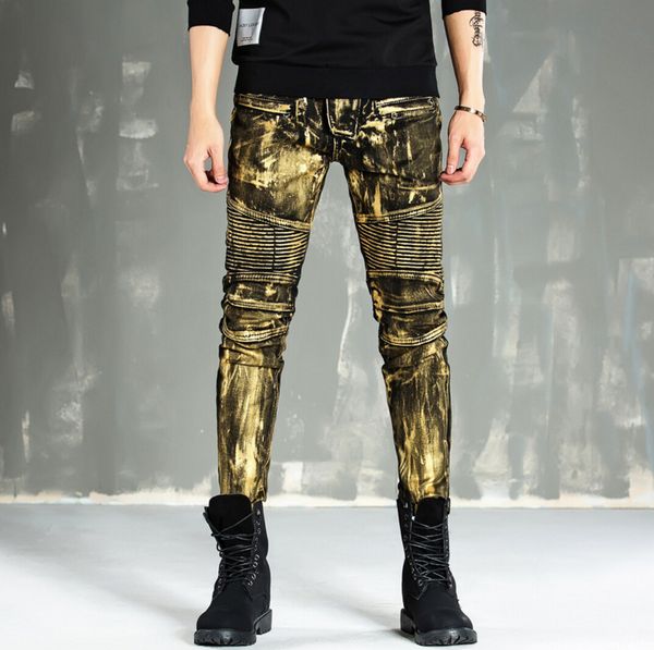 2018 новый золотой серебряный покрытием мужские джинсы эластичный тощий тонкий байкер джинсы мужчины мотоцикл брюки хип-хоп ночной клуб стил, Blue
2018 новый золотой серебряный покрытием мужские джинсы эластичный тощий тонкий байкер джинсы мужчины мотоцикл брюки хип-хоп ночной клуб стил, Blue