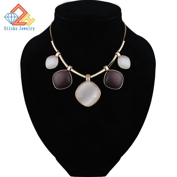 woman chain necklaces crystals white opal stone female statement necklaces party jewelry, Silver
woman chain necklaces crystals white opal stone female statement necklaces party jewelry, Silver