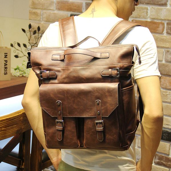 wholesale- new men backpacks vintage crazy horse pu leather backpack big size travel bag student casual lapbackpack school bags
wholesale- new men backpacks vintage crazy horse pu leather backpack big size travel bag student casual lapbackpack school bags