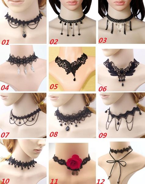 New 12 Designs Handmade Retro Short Gothic Steampunk Lace Flower Choker Necklace Fashion Collar Necklace Women Jewelry Statement Necklaces
New 12 Designs Handmade Retro Short Gothic Steampunk Lace Flower Choker Necklace Fashion Collar Necklace Women Jewelry Statement Necklaces
