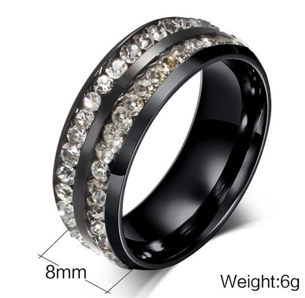 8mm mens black stainless steel ring with white stones around inlaying punk jewlelry wholesales and cheap, Silver
8mm mens black stainless steel ring with white stones around inlaying punk jewlelry wholesales and cheap, Silver