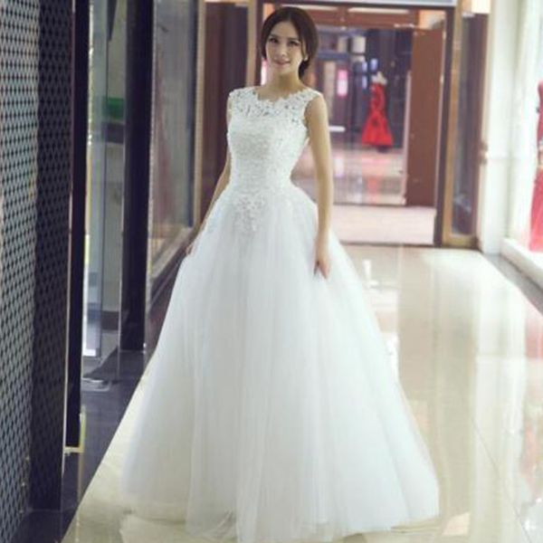 очаровательное дешевое свадебное платье a line sheer scoop шеи без рукавов кружева аппликации топ тюль юбка длина пола свадебные платья на з, White 
очаровательное дешевое свадебное платье a line sheer scoop шеи без рукавов кружева аппликации топ тюль юбка длина пола свадебные платья на з, White