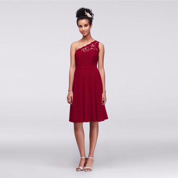 short one shoulder corded lace and chiffon knee length bridesmaid dress f15711 wedding party dress evening dress formal dresses, White;pink
short one shoulder corded lace and chiffon knee length bridesmaid dress f15711 wedding party dress evening dress formal dresses, White;pink
