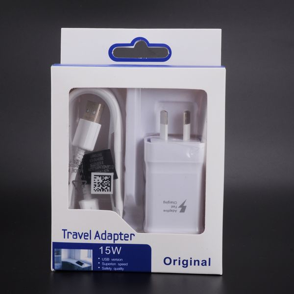 2in1 AU EU US Plug USB Wall Charger AC Charge Mirco Cable Fast Charging Travel Adapter Retail Package For Samsung Android Phone