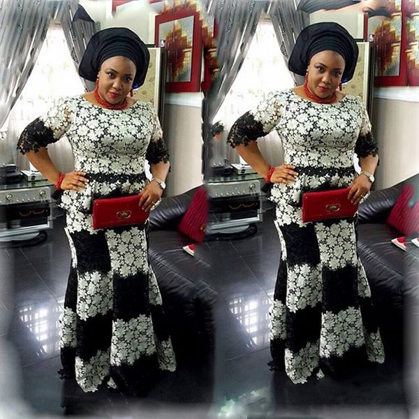 aso ebi style plus size prom dresses 2017 black and white lace half long sleeves evening gowns mermaid women formal wear vestidos
aso ebi style plus size prom dresses 2017 black and white lace half long sleeves evening gowns mermaid women formal wear vestidos