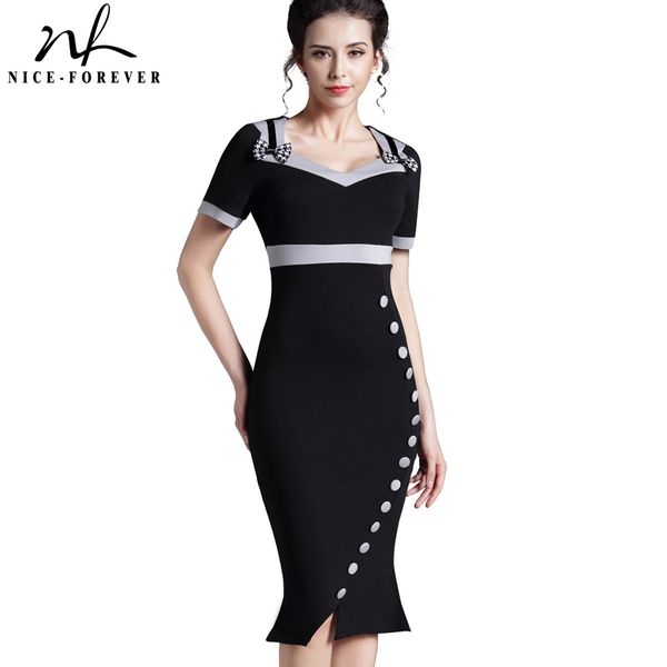 wholesale- nice-forever bowknot female work vintage dress women cotton tunic black short sleeve formal mermaid buttons wiggle dress b220, White;black
wholesale- nice-forever bowknot female work vintage dress women cotton tunic black short sleeve formal mermaid buttons wiggle dress b220, White;black