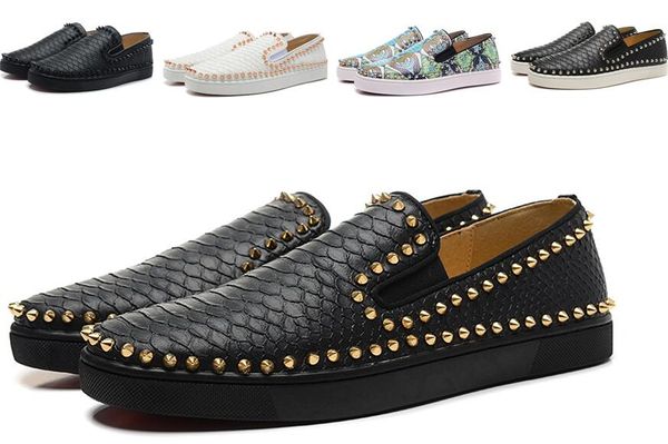 red bottom sneakers luxury loafers party wedding shoes,roller boat designer snakeskin leather with spikes studded trainers for mens womens, Black
red bottom sneakers luxury loafers party wedding shoes,roller boat designer snakeskin leather with spikes studded trainers for mens womens, Black