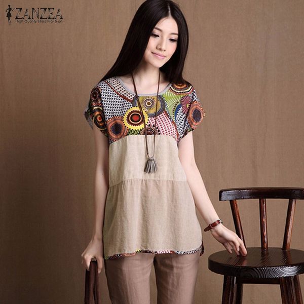 wholesale-2016 summer women casual loose o-neck short sleeve t-shirt print linen tees blusas femininos plus size s-5xl, White
wholesale-2016 summer women casual loose o-neck short sleeve t-shirt print linen tees blusas femininos plus size s-5xl, White