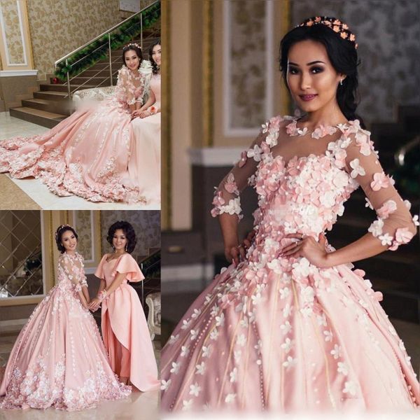 gorgeous pink sheer neck wedding dresses appliques pearls beaded illusion sleeves ball gown bridal gowns sweep train wedding vestidos, White
gorgeous pink sheer neck wedding dresses appliques pearls beaded illusion sleeves ball gown bridal gowns sweep train wedding vestidos, White