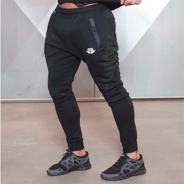 

wholesale-2016 new gold medal fitness pants, stretch cotton men's fitness pants pants body engineers jogger fitness, Black