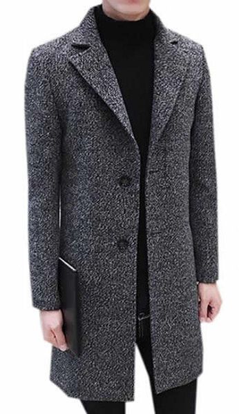 wholesale- mlg mens concise lapel mid-long peacoat slim overcoat, Tan;black