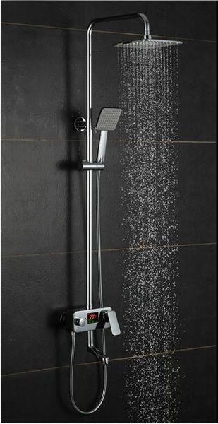 10" stainless Steel Square rainfall shower LED Intelligent Digital display temperature with rotatable lifting rod 5013
10" stainless Steel Square rainfall shower LED Intelligent Digital display temperature with rotatable lifting rod 5013