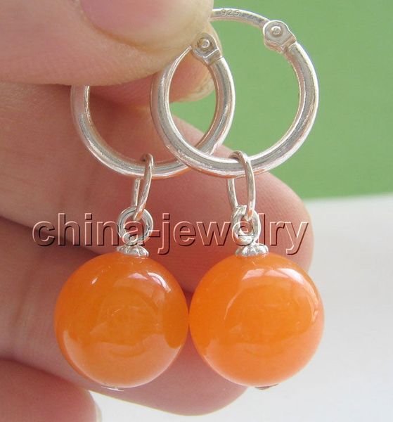 beautiful 12mm 100% natural perfect round orange jade earring, Silver
beautiful 12mm 100% natural perfect round orange jade earring, Silver