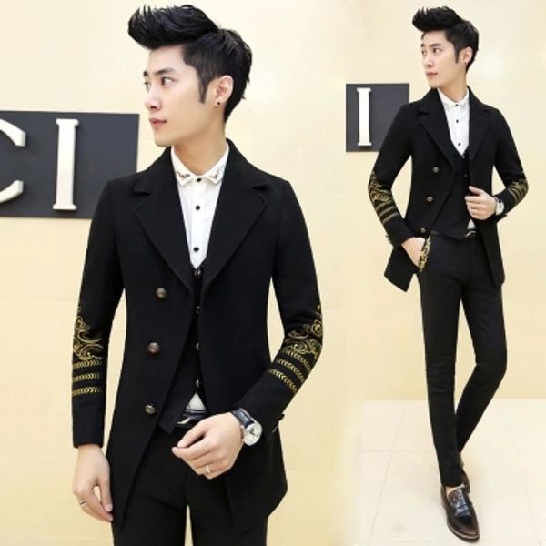 winter new boy suits 3 pcs/set (jacket+vest+pants) arm embroidery mid-long design thick coat prom dress costume slim fit suits, White;black
winter new boy suits 3 pcs/set (jacket+vest+pants) arm embroidery mid-long design thick coat prom dress costume slim fit suits, White;black