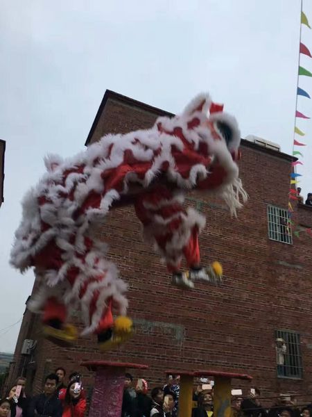 white red lion dance mascot costume southern style bamboo weaving head fur celebration party outfit, Red;yellow
white red lion dance mascot costume southern style bamboo weaving head fur celebration party outfit, Red;yellow