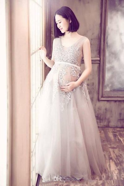romantic pregnant wedding dresses 2019 new sheer long a-line applique tulle empire maternity bridal gowns vestido de noiva custom made w1018, White
romantic pregnant wedding dresses 2019 new sheer long a-line applique tulle empire maternity bridal gowns vestido de noiva custom made w1018, White