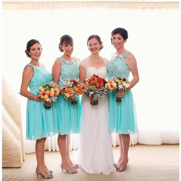 2017 sheep blue elegant chiffon bridesmaid dresses custom made lace ruffle formal prom gown knee length maid of honour at wedding, White;pink
2017 sheep blue elegant chiffon bridesmaid dresses custom made lace ruffle formal prom gown knee length maid of honour at wedding, White;pink