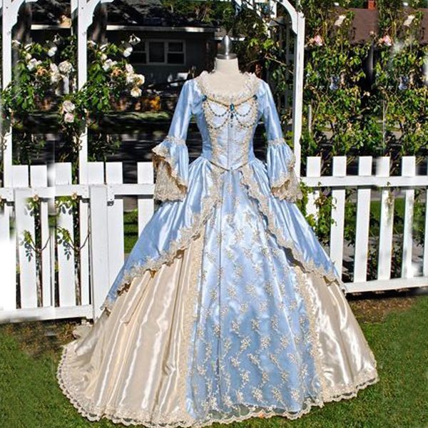 vintage ball gown victorian dress medieval gothid bridal gown champagne light sky blue long bell sleeves appliques scoop neck custom made, White
vintage ball gown victorian dress medieval gothid bridal gown champagne light sky blue long bell sleeves appliques scoop neck custom made, White