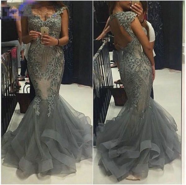 sparkly lace beads silver grey evening dresses mermaid cap sleeve v neck formal gowns new backless tiered custom made tulle crystal gorgeous, Black;red
sparkly lace beads silver grey evening dresses mermaid cap sleeve v neck formal gowns new backless tiered custom made tulle crystal gorgeous, Black;red