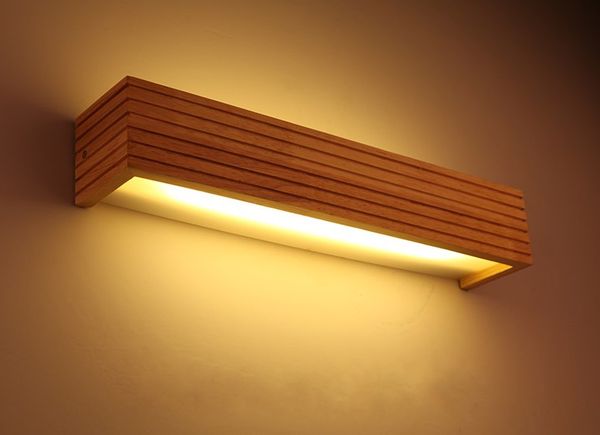 Modern Japanese Style Led Lamp Oak Wooden Wall Lamp Lights Sconce For Bedroom Home Lighting,wall Sconce Solid Wood Wall Light Llfa