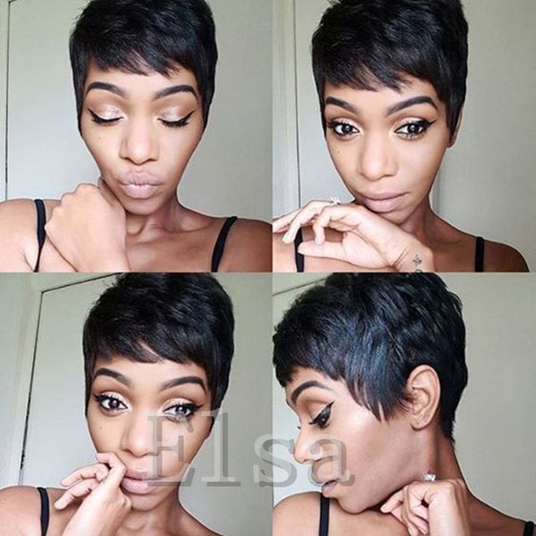 short pixie cut humanhair wigs for black women brazilian human hairwigs women none lace front wig, Black;brown
short pixie cut humanhair wigs for black women brazilian human hairwigs women none lace front wig, Black;brown