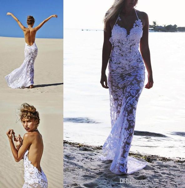 summer beach style backless new design mermaid lace wedding dresses sheer halter bridal gowns custom made fashion sexy, White
summer beach style backless new design mermaid lace wedding dresses sheer halter bridal gowns custom made fashion sexy, White