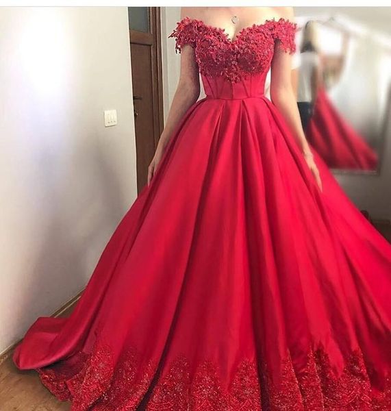 red sweetheart off the shoulder ball gown formal evening dresses lace appliques with beaded elegant evening gowns african party dresses, Black;red
red sweetheart off the shoulder ball gown formal evening dresses lace appliques with beaded elegant evening gowns african party dresses, Black;red