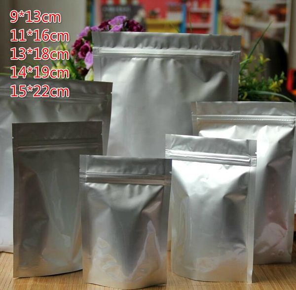 100pcs (9*13cm 11*16cm 13*18cm 14*19cm 15*22cm) Zip Lock Stand Up Seal Stand Up Aluminum Foil Bag Self -sealed Food Powder Bag