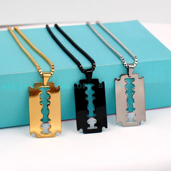 3 color choose stainless steel fashion blade design pendant with 24'' box chain necklace men's jewelry, Silver
3 color choose stainless steel fashion blade design pendant with 24'' box chain necklace men's jewelry, Silver